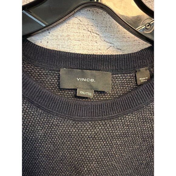 Vince Mens Navy Textured Wool & Cotton Blend Sweater XXL - Picture 2 of 4